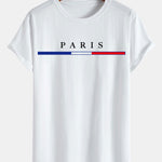 Paris Print Cotton Arc Hem T-Shirt
