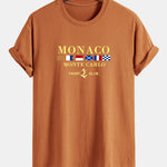 Regular Fit Monaco Slogan Print Cotton T-Shirt