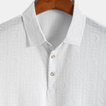 Short Sleeve Knitted Letter Textured Polo
