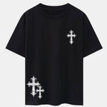 Cross Print Drop Shoulder Oversize T-Shirt
