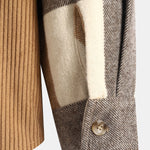 Relax Fit Flannel Plaid Corduroy Patchwork Hooded Shirt