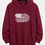 American Flag Print Relax Fit Hoodie