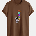 Regular Fit Planet Astronaut Print Cotton T-Shirt
