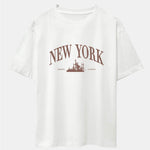 New York Slogan Print Drop Shoulder Oversize T-Shirt