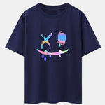 Colorful Smiley Face Print Drop Shoulder Oversize T-Shirt