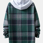 Long Sleeve Hooded Flannel Plaid Overshirt