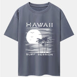 Hawaii Sun Palm Trees Print Drop Shoulder Oversize T-Shirt