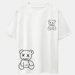 Bear line Print Drop Shoulder Oversize T-Shirt