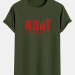 Goat Slogan Print Cotton Arc Hem T-Shirt