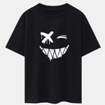 Dissolved Smiley Face Print Drop Shoulder Oversize T-Shirt
