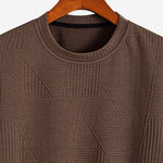 Geometric Jacquard Short Sleeve Arc Hem T-Shirt