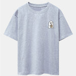 Ghost Drinking Coffee Print Drop Shoulder Oversize T-Shirt