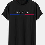 Paris Print Cotton Arc Hem T-Shirt