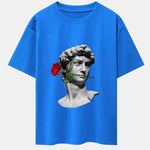 Rose David Print Relax Fit Drop Shoulder T-Shirts