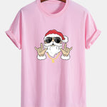Regular Fit Hip Hop Santa Print Cotton T-Shirt