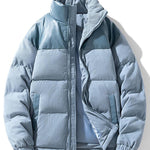 Corduroy PU Patchwork Puffer Coat