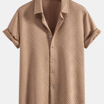 Texture Jacquard Button Up Shirt & Shorts