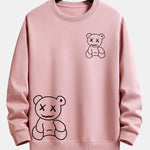 Line Shaped Bear Print Relax Fit Sweatshirt