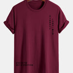 Regular Fit Japanese Slogan Print Cotton T-Shirt