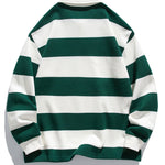 Relax Fit Waffle Wide Striped Polo Sweatshirt