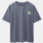 Pocket Dinosaur Print Drop Shoulder Oversize T-Shirt