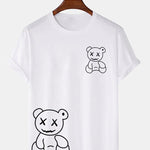 Line Shaped Bear Print T-Shirt & Shorts