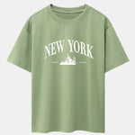 New York Slogan Print Drop Shoulder Oversize T-Shirt