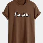 Regular Fit Black Cat Ghost Print Cotton T-Shirt