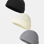 3 Pieces Solid Color Warm Knit Beanie Hat