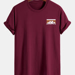 Regular Fit Stripe Mountains Print Cotton T-Shirt