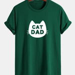 Regular Fit Cat Dad Print Cotton T-Shirt