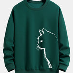 Cat Silhouette Print Relax Fit Sweatshirt