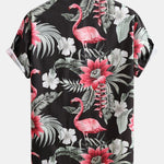 Flamingo Flower Print Button Up Shirt