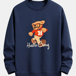 Bear With Glasses Print Relax Fit Sweatshirt