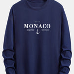 Long Sleeve Monaco Slogan Print Cotton T-Shirt