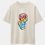 Graffiti Skateboard Bear Print Drop Shoulder Oversize T-Shirt