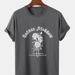 Gothic Style Rose Print T-Shirts