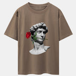 Rose David Print Relax Fit Drop Shoulder T-Shirts