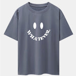 Smiley Face Slogan Print Drop Shoulder Oversize T-Shirt