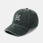 Neutral Casual Washed Cotton Sun Shading Baseball Cap With Teddy Bear Pattern
