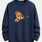 Zipper Bear Print Relax Fit Sweatshirt