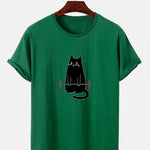 Weightlifting Cat Print T-Shirt