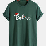 Regular Fit Christmas Believe Print Cotton T-Shirt