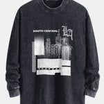 Los Angeles Landscape Print Relax Fit Washed Distressed T-Shirt