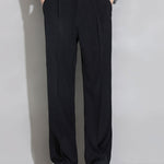 Relax Fit Elastic Waist Straight Leg Trousers