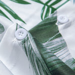 Leaf Print Button Up Shirt & Swim Short