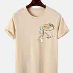 Cute Pocket Cat Print T-Shirt