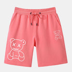 Line Shaped Bear Print Shorts
