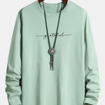 Long Sleeve Grateful Print Cotton T-Shirt