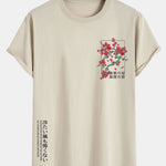 Cherry Blossom Slogan Print Cotton Arc Hem T-Shirt